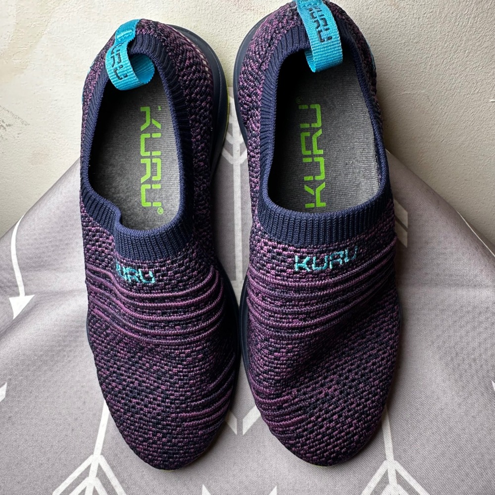 KURU Atom Knit Slip On Walking Comfort Breathable Shoes Purple Blue Women's Sz 7